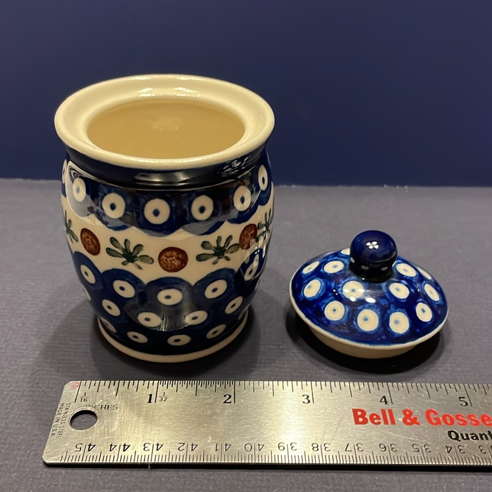 Vintage Polish Pottery Jar with Lid - Picture 2 of 4